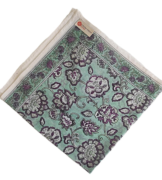 Carré foulard bandana en voile de coton – Block print Jaipur (50x50 cm) - MYSORE