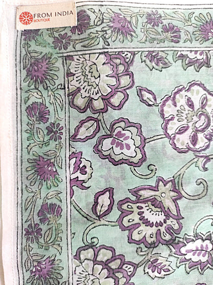 Carré foulard bandana en voile de coton – Block print Jaipur (50x50 cm) - MYSORE