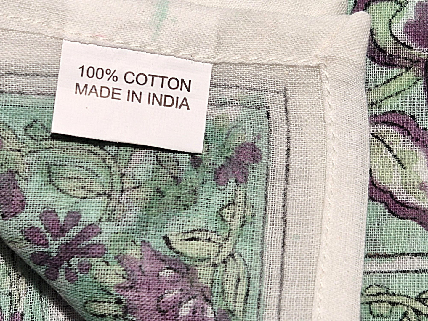 Carré foulard bandana en voile de coton – Block print Jaipur (50x50 cm) - MYSORE