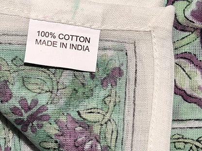 Carré foulard bandana en voile de coton – Block print Jaipur (50x50 cm) - MYSORE
