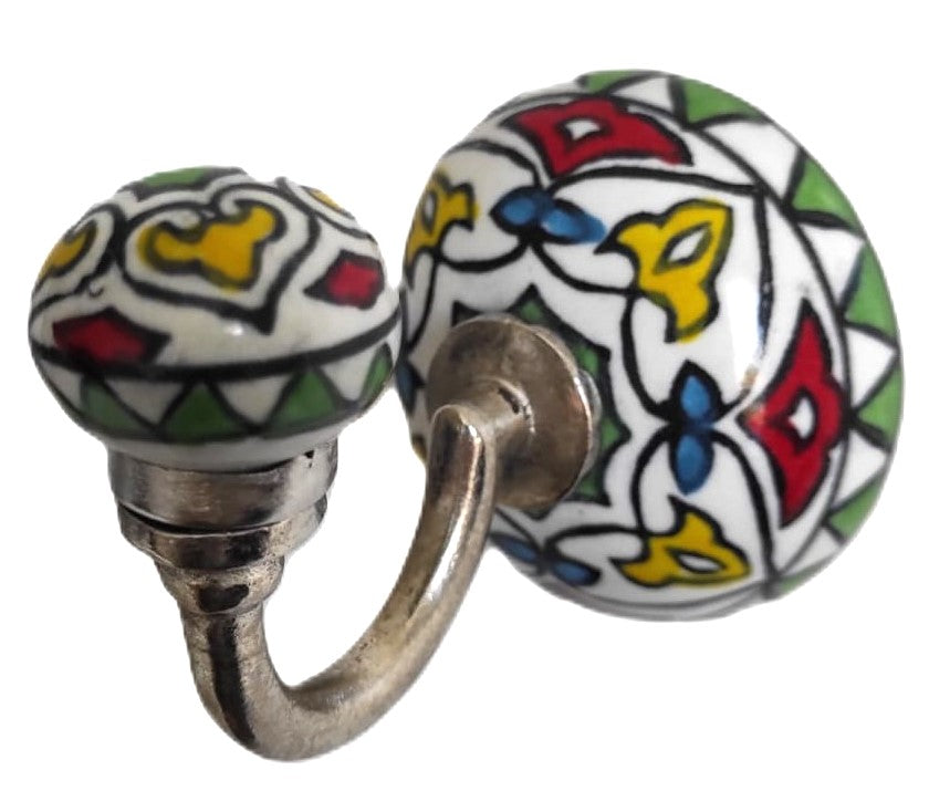 Patère Ronde en Céramique – Collection Udaipur (Ø 6 cm, L 8,5 cm)