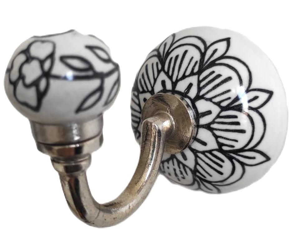 Patère Ronde en Céramique – Collection Udaipur (Ø 6 cm, L 8,5 cm)