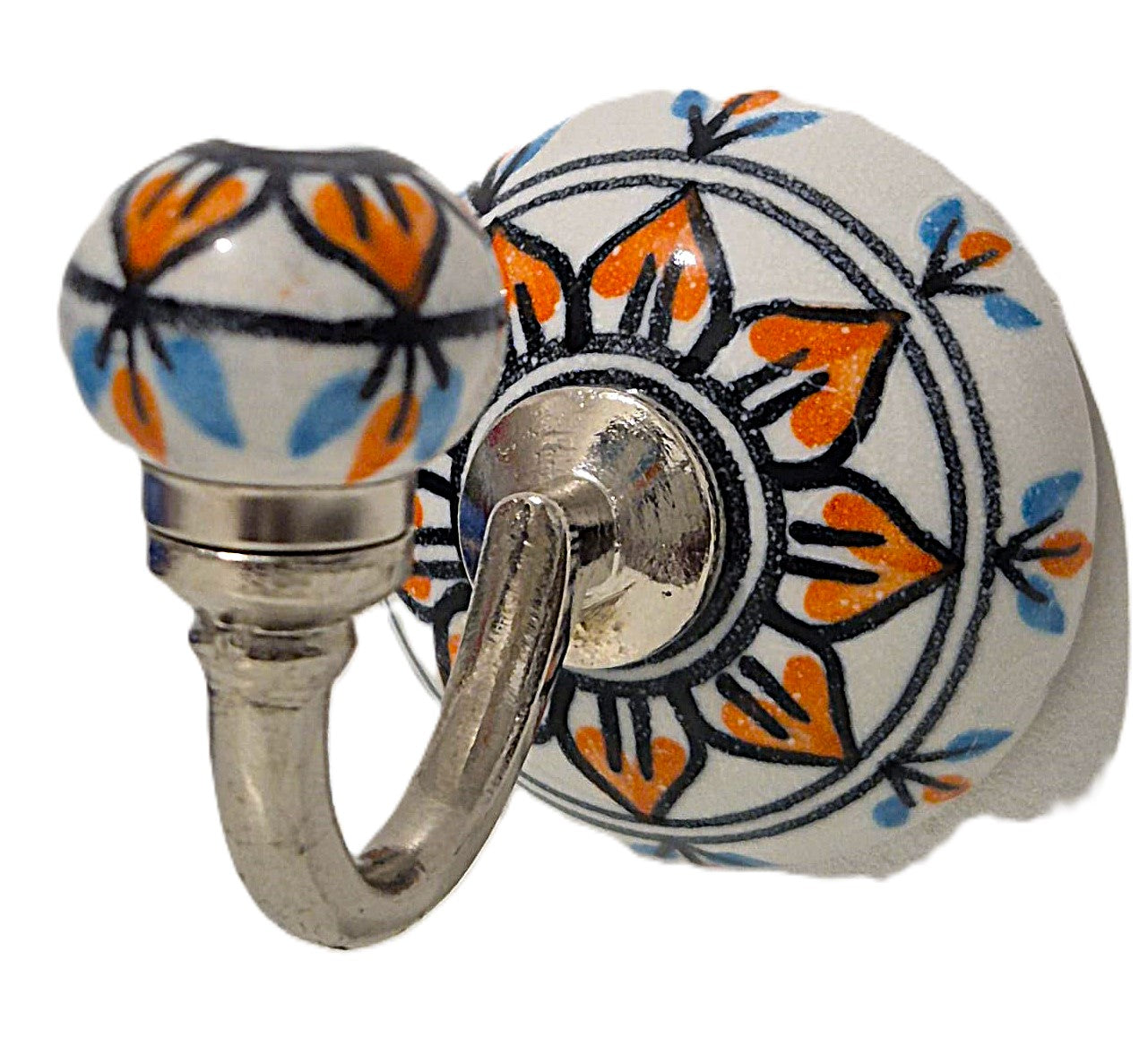 Patère Ronde en Céramique – Collection Udaipur (Ø 6 cm, L 8,5 cm)