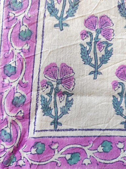 Carré foulard bandana en voile de coton – Block print Jaipur (50x50 cm)