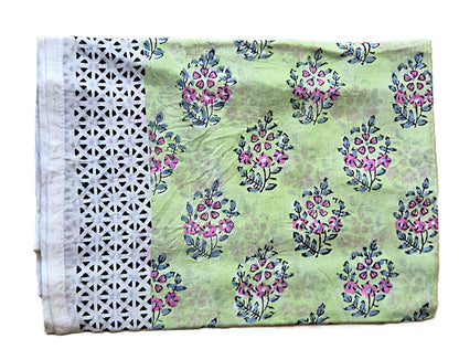 Carré foulard bandana en voile de coton – Block print Jaipur (100 x 100 cms ) PUNE