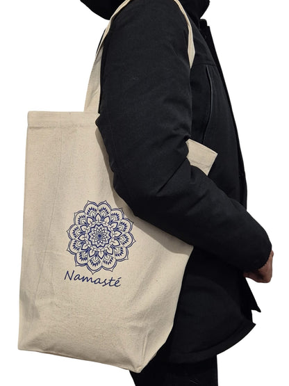 Sac en toile canvas NAMASTE 40x 34 x16 cms - Artisanat de Kolkata - Sac yoga