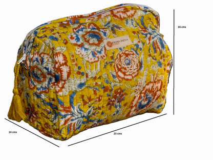 Trousse de toilette artisanale en coton Block Print – 2 tailles (S & L)