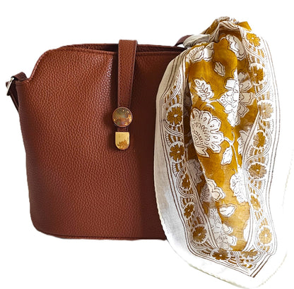 Carré foulard bandana en voile de coton – Block print Jaipur (50x50 cm)- AGRA