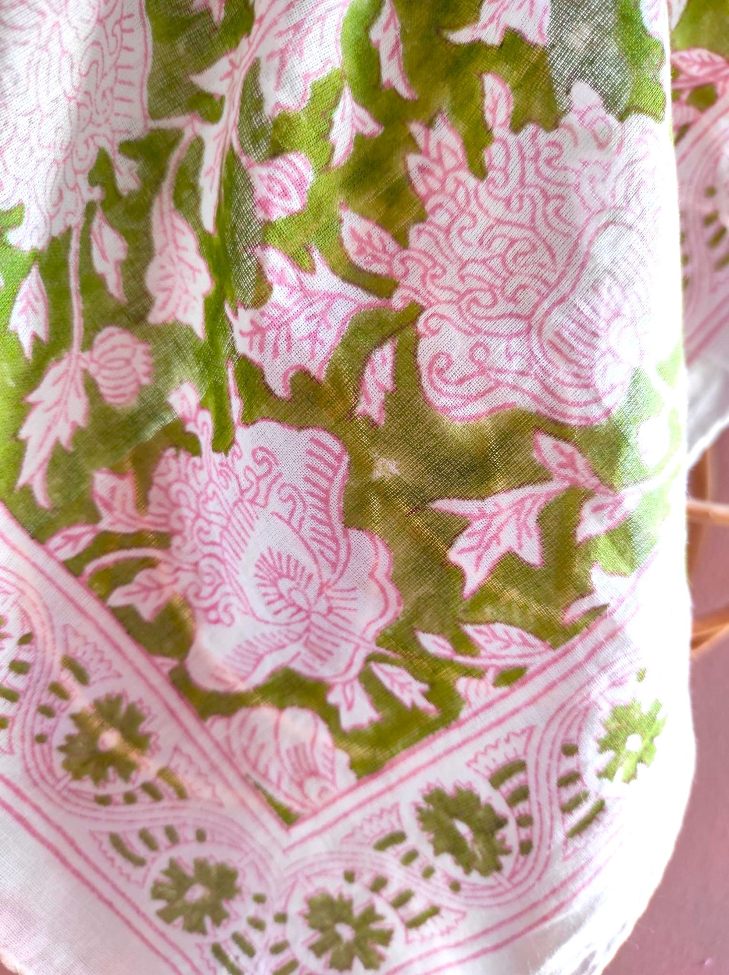 Carré foulard bandana en voile de coton – Block print Jaipur (50x50 cm) - JAIPUR