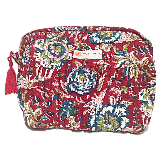 Trousse de toilette, maquillage en block print – intérieur plastifié – 25×14×16 cm