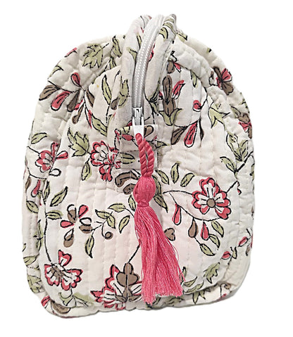Trousse de toilette artisanale en coton Block Print – 2 tailles (S & L)