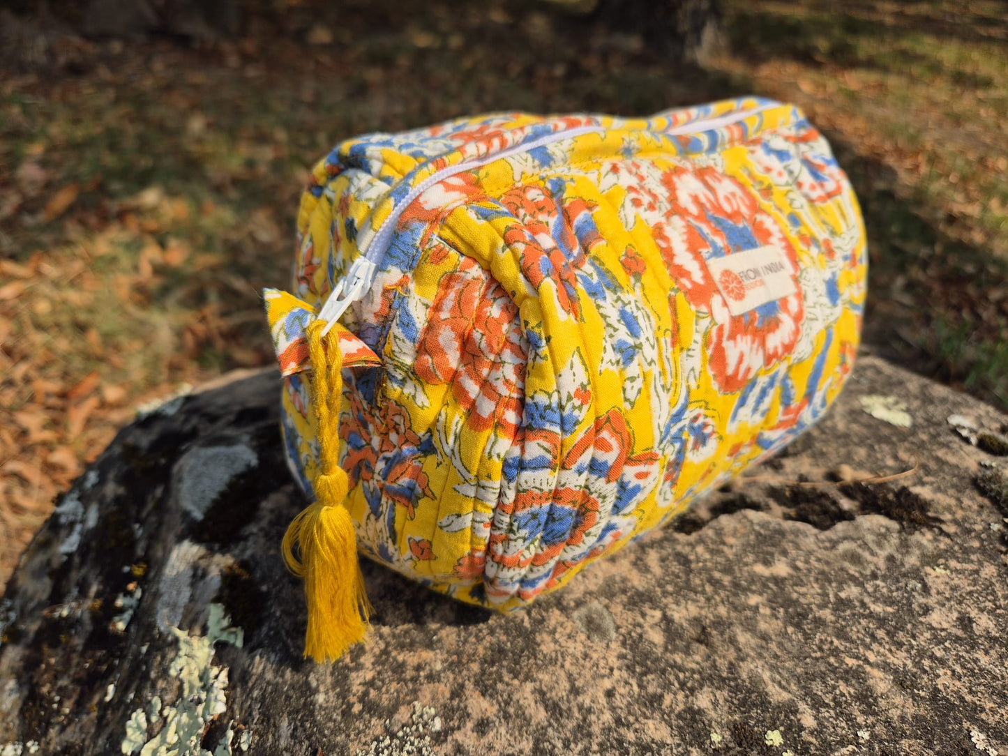 Trousse de toilette, maquillage en block print – intérieur plastifié – 25×14×16 cm