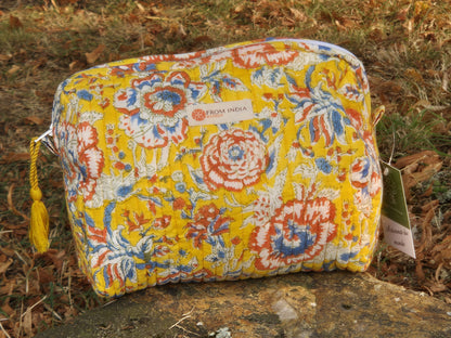 Trousse de toilette, maquillage en block print – intérieur plastifié – 25×14×16 cm