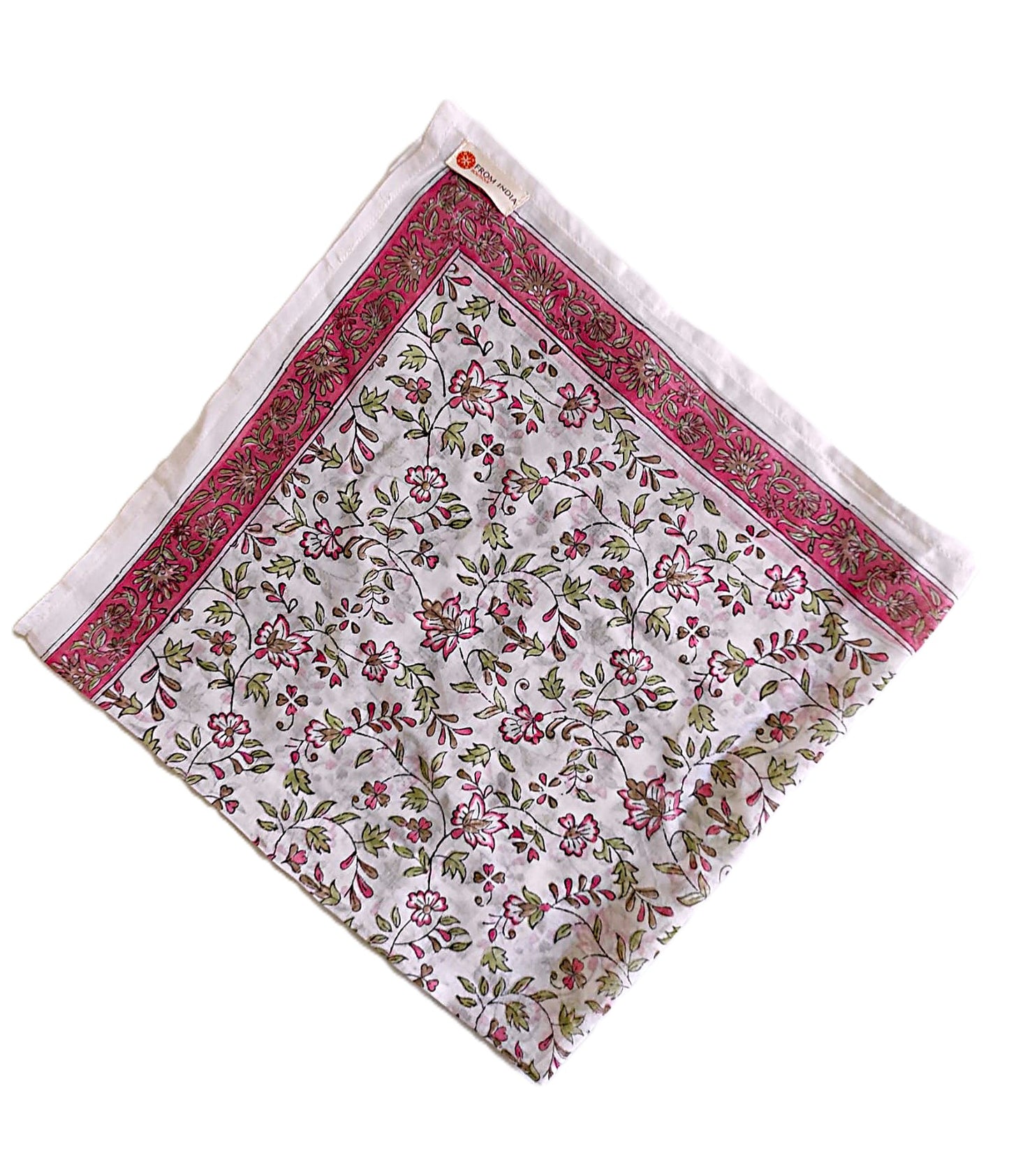 Carré foulard voile de coton Block Print 75 x 75 cms - CHENNAI