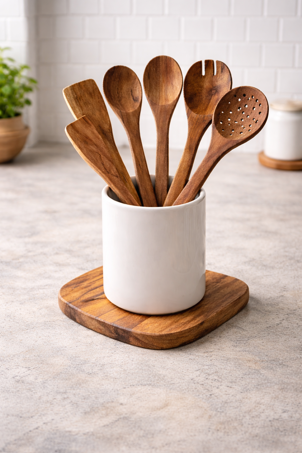 Set de cuisine artisanal en bois de neem – 6 pièces