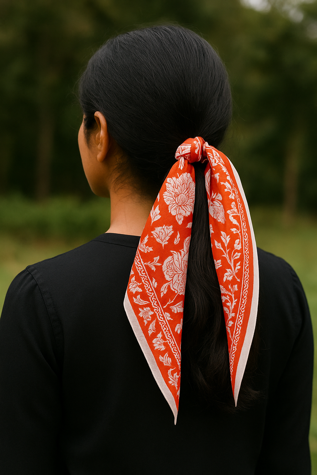 Carré foulard bandana en voile de coton – Block print Jaipur (50x50 cm) - MUMBAI