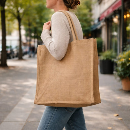 Sac en toile de jute – Fabrication artisanale à Kolkata (40 x 43 x 12 cms)