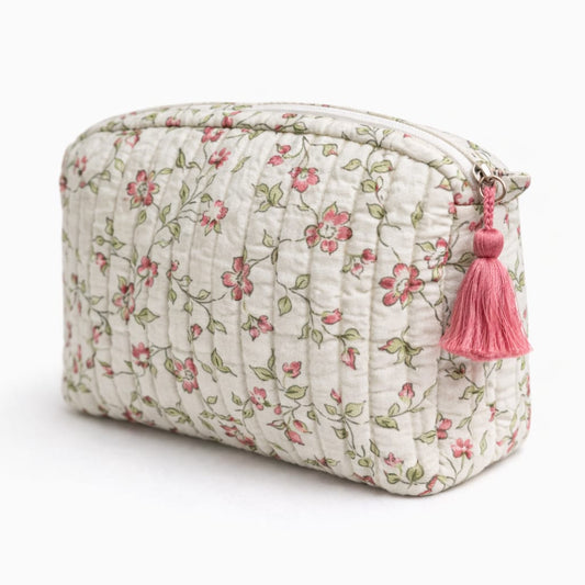 Trousse de toilette artisanale en coton Block Print – 2 tailles (S & L)